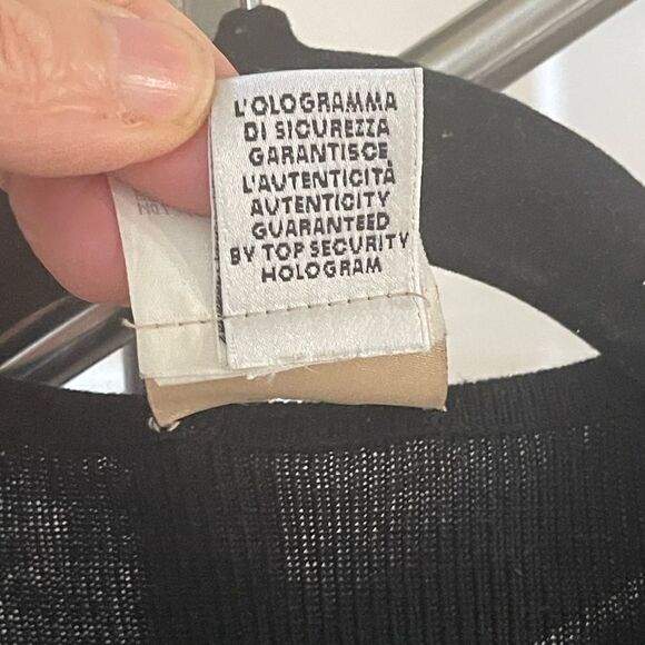 VINTAGE DOLCE & GABBANA BLACK & TAN KNIT SHORT SLEEVE TOP 44 EURO M/L - Picture 10 of 13